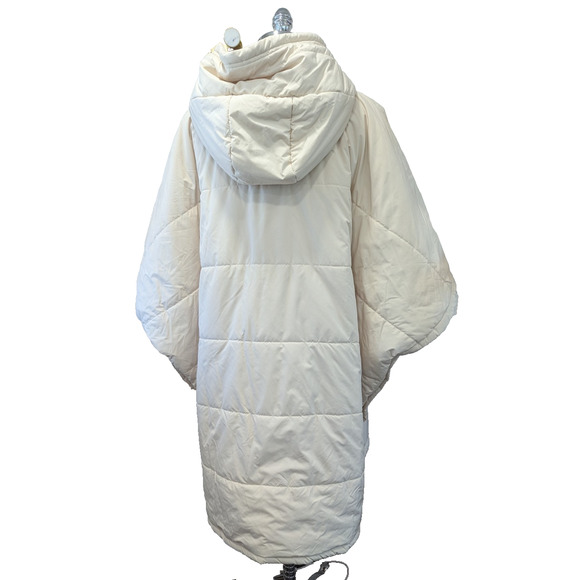 Goop by Ecoalf Womens Beige Hooded‎ 3/4 Sleeve Puffer Poncho Coat Jacket Size OS - Picture 7 of 12
